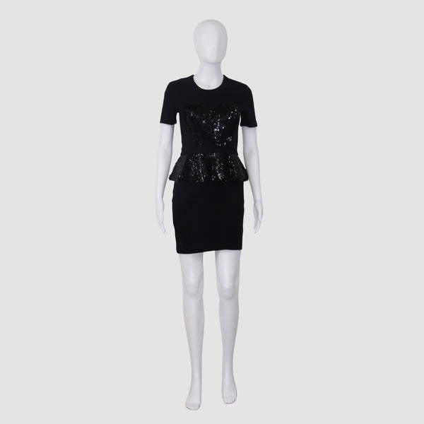 Markus Lupfer Black Short Sleeve Midi Dress