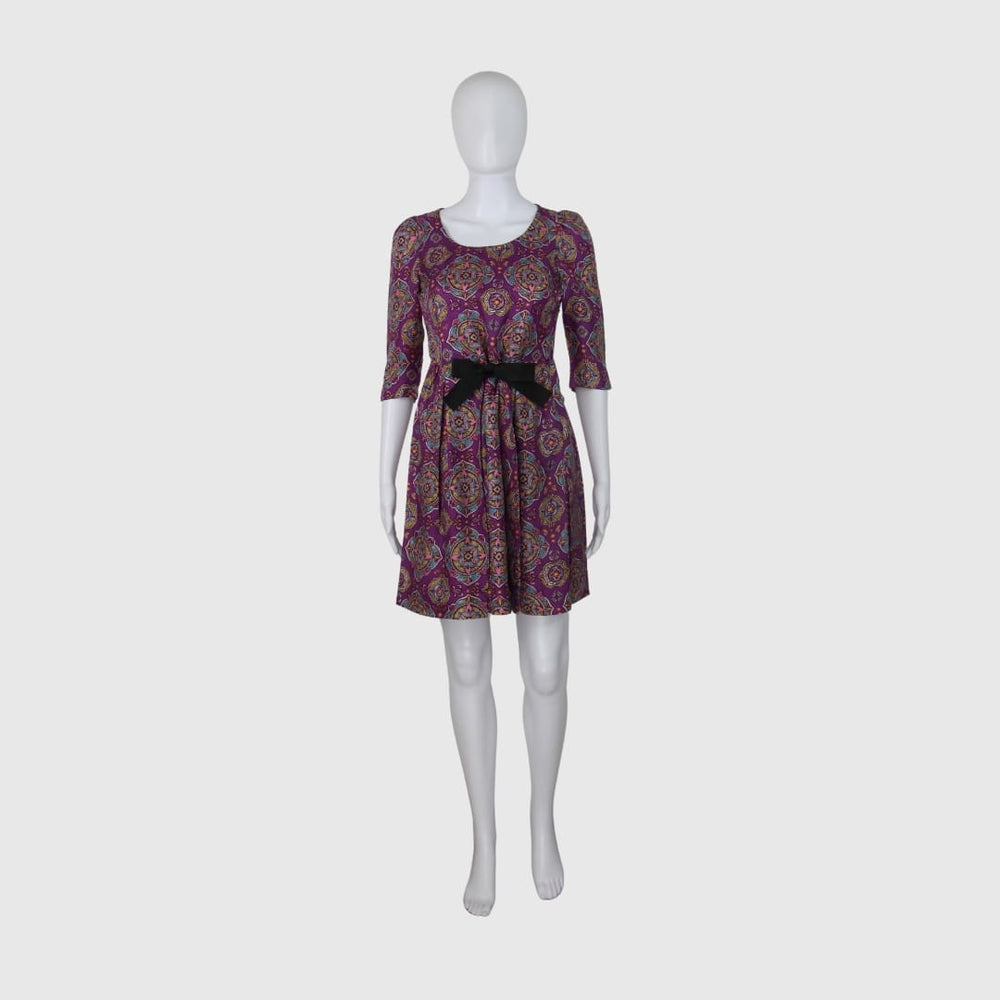 Vintage Logo Print Silk Mini Dress