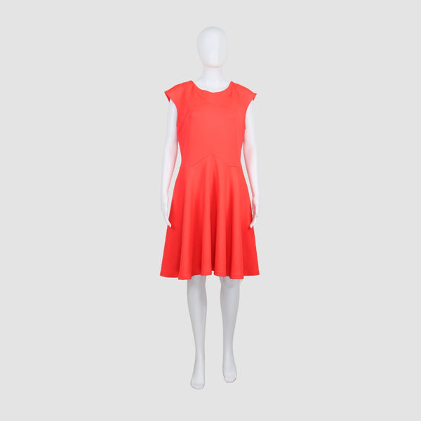 Ted Baker Orange Sleeveless Zipper Back Midi Dress