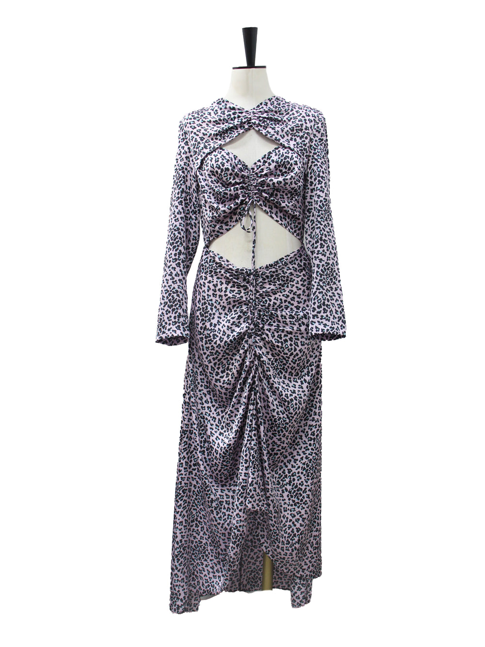 Maje Pink Leopard Print Cut-Out Maxi Dress