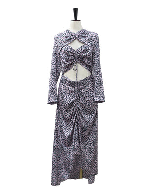 Maje Pink Leopard Print Cut-Out Maxi Dress