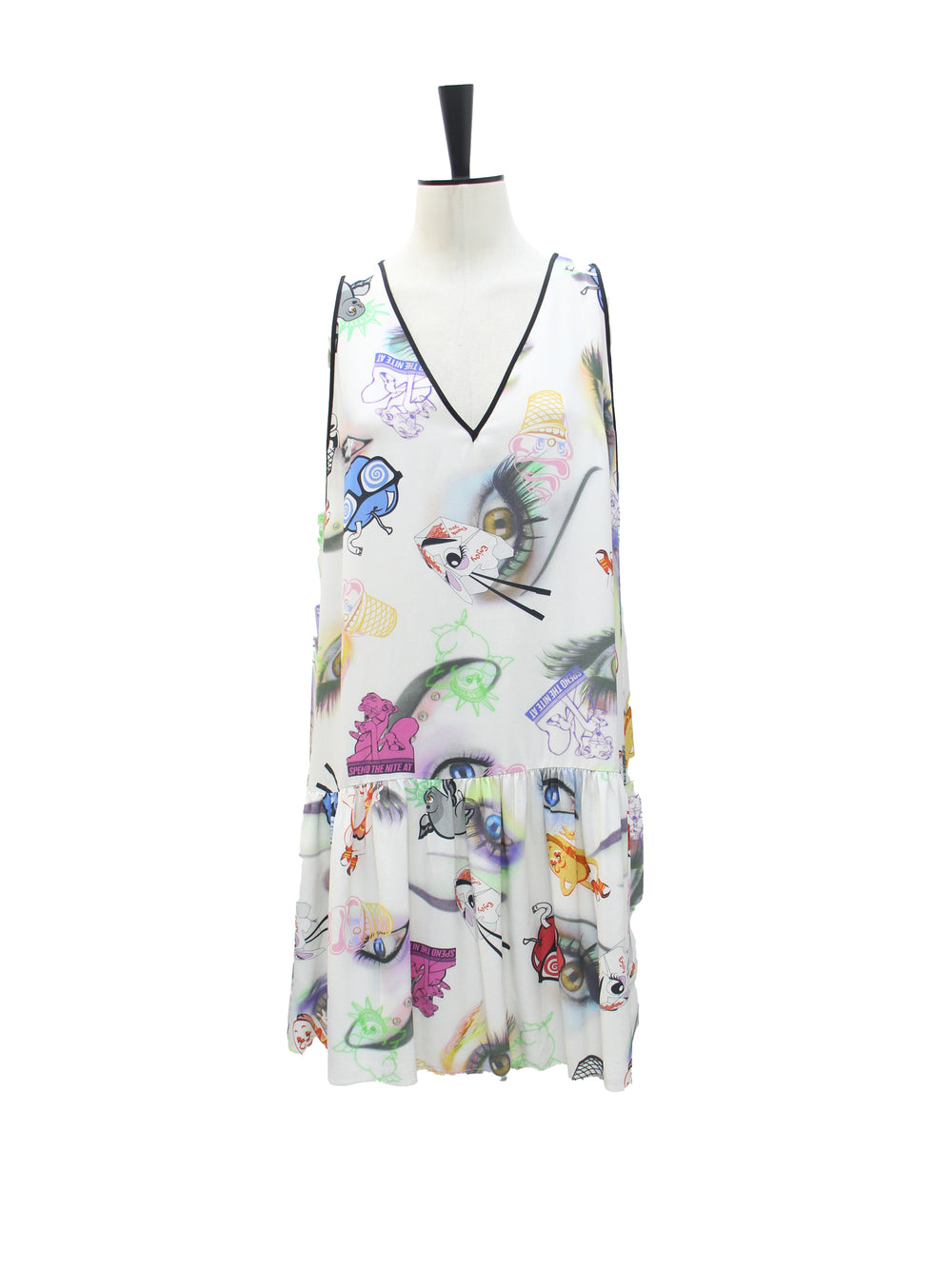 Kenzo Graphic Eye Print Tiered Mini Dress