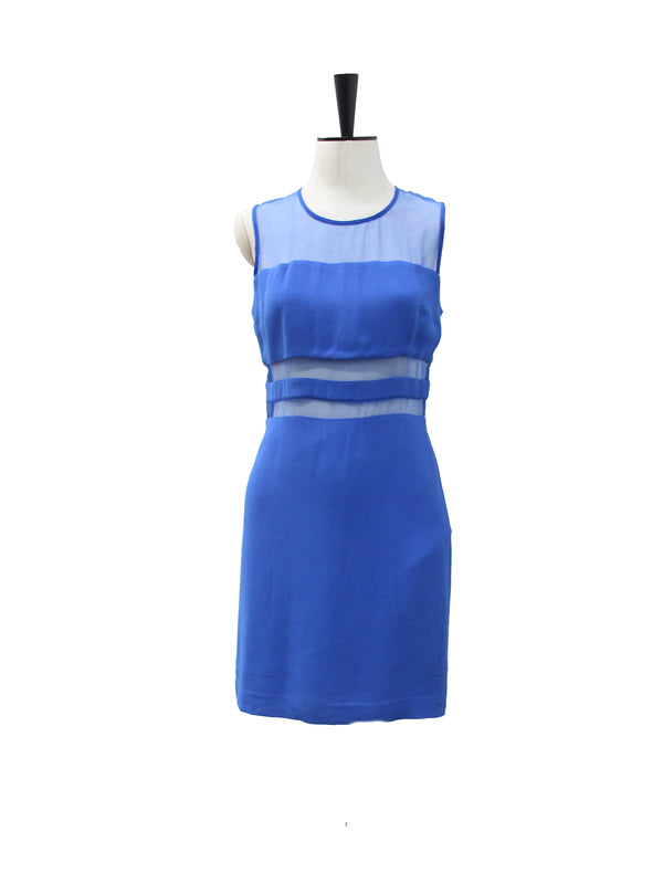 Sandro Royal Blue Sheer Panel Mini Dress