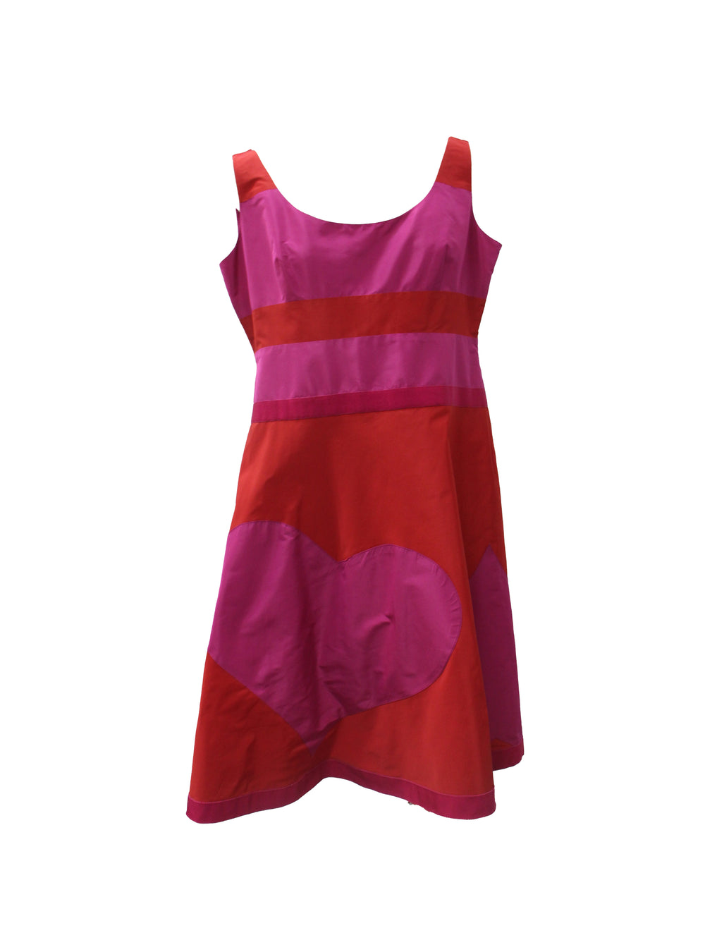Moschino Red & Pink Heart Print Color Block Dress