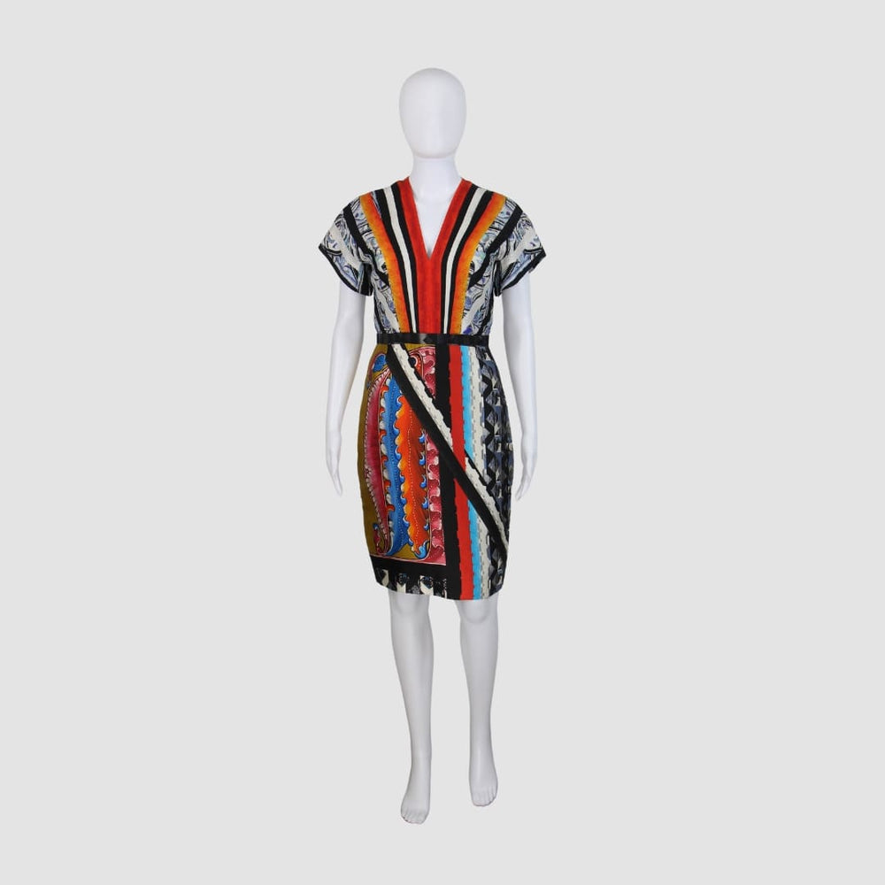 V-Neck Short Sleeve Midi Dress