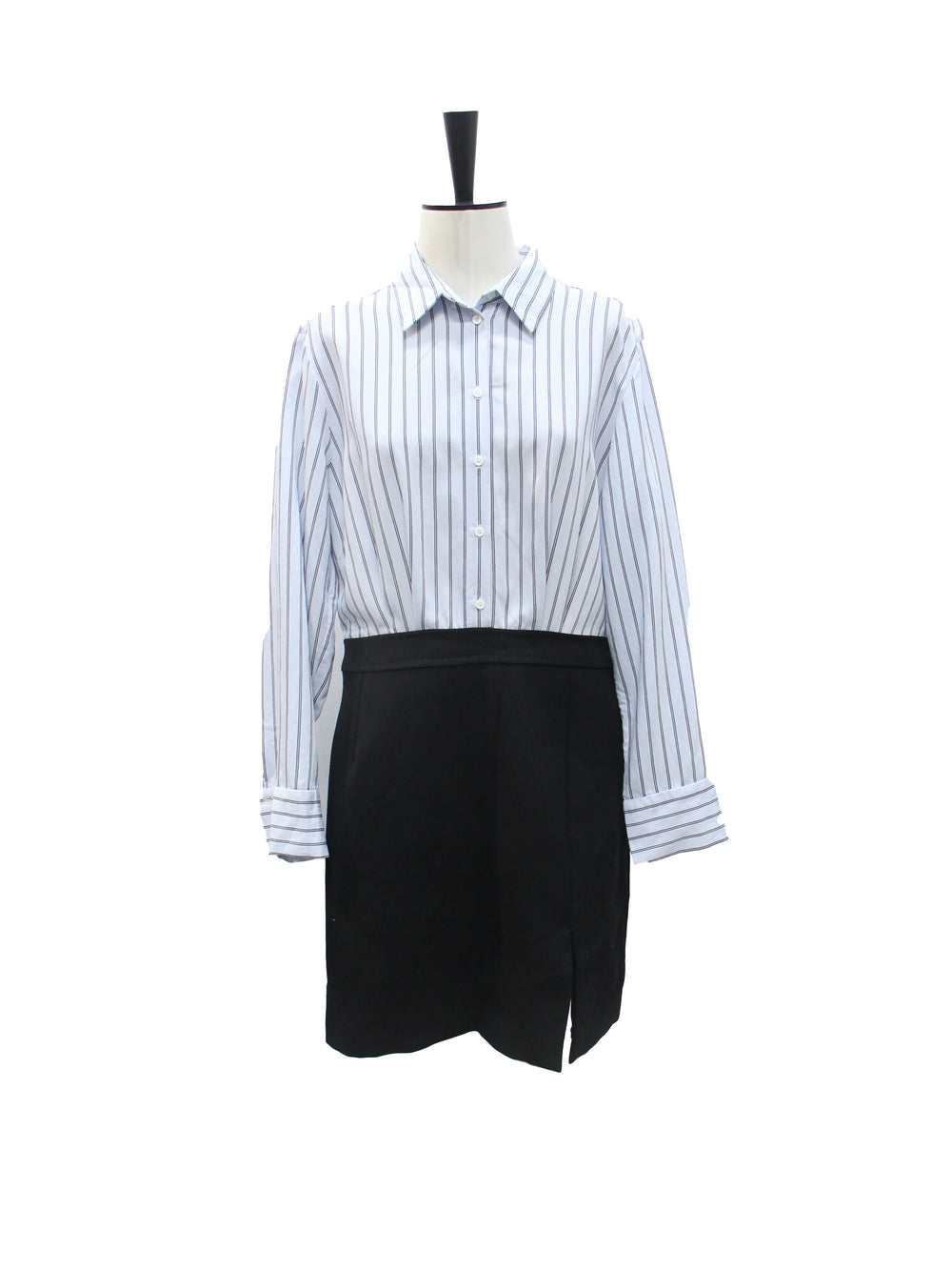Sandro Parisian Chic Striped Blouse & Slit Mini Skirt