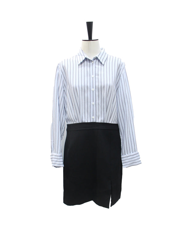 Sandro Parisian Chic Striped Blouse & Slit Mini Skirt