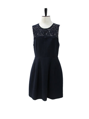 Claudie Pierlot Black Sleeveless Dress with Lace Yoke