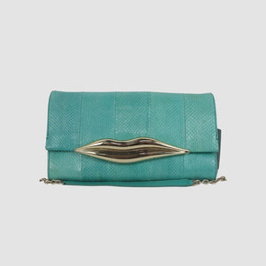 Python Leather Carolina Lips Shoulder Bag