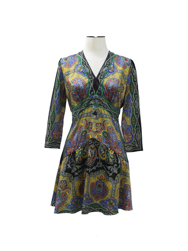Sandro Multi-Color Paisley Print Mini Dress