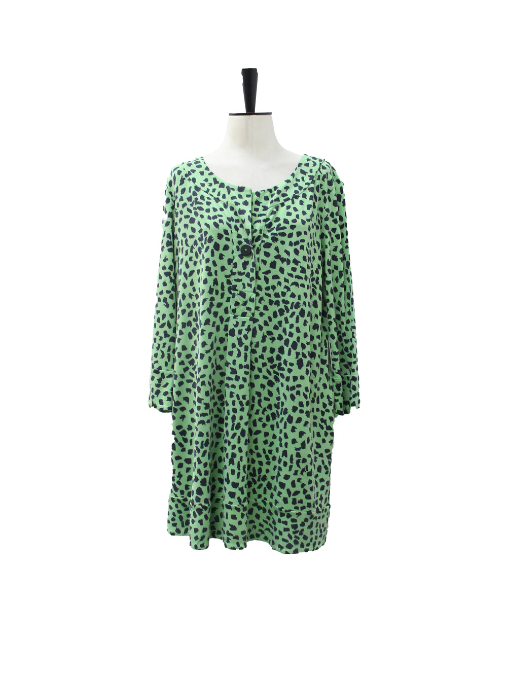 Diane von Furstenberg Green & Black Spot Print Tunic Dress