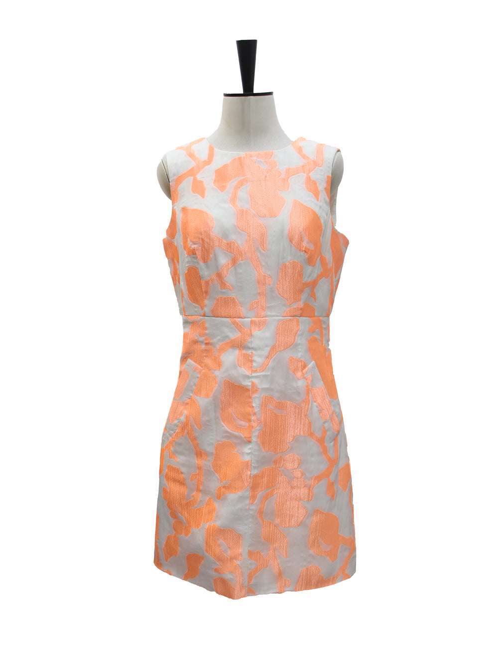 Diane von Furstenberg Orange Floral Jacquard Sleeveless Mini Dress