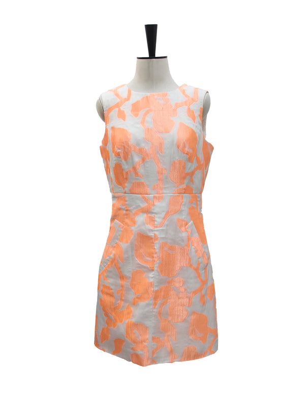 Diane von Furstenberg Orange Floral Jacquard Sleeveless Mini Dress