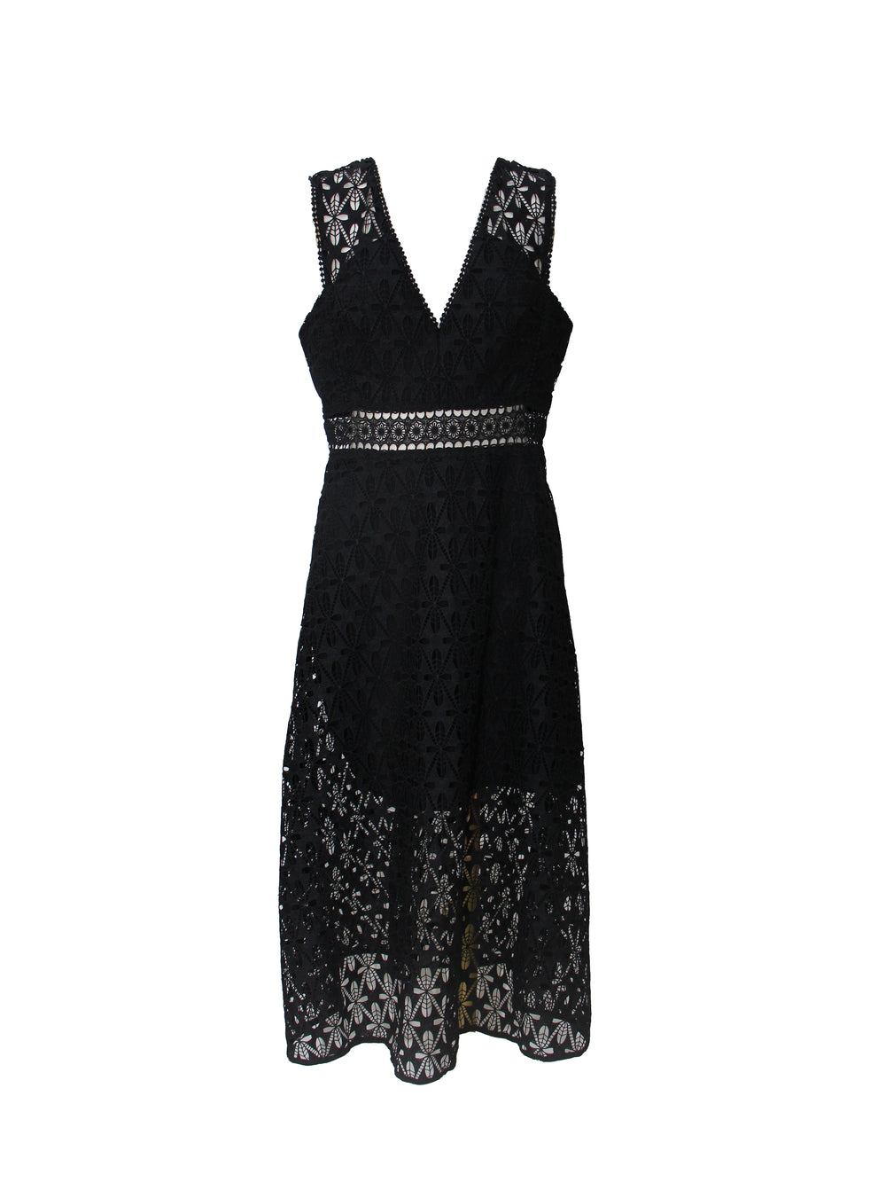 Sandro Black Lace V-Neck Sleeveless Dress