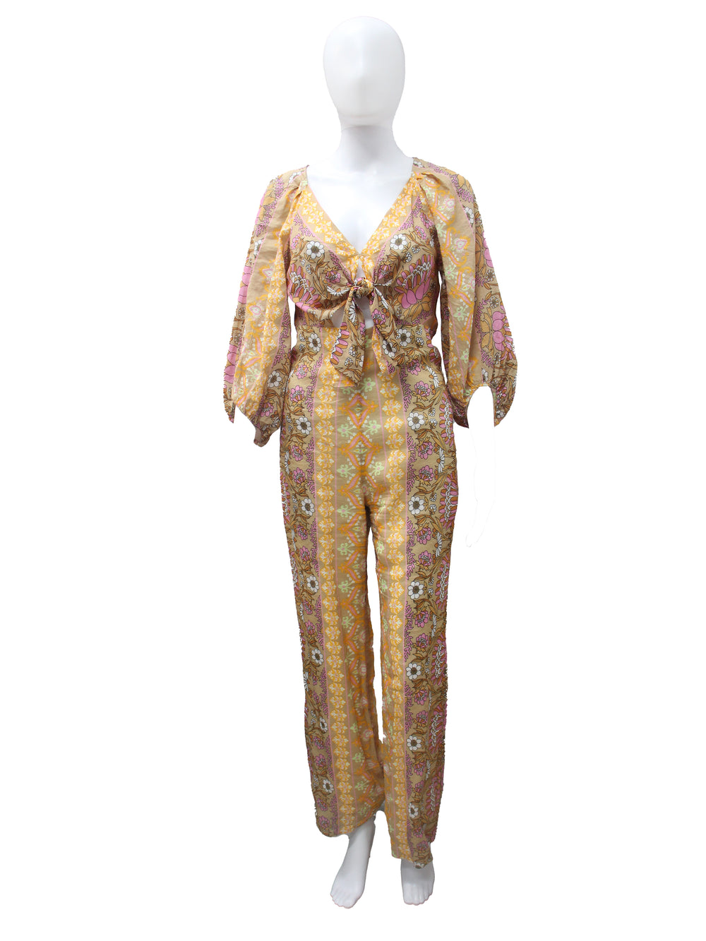 Sandro Floral Print Tie-Front Jumpsuit