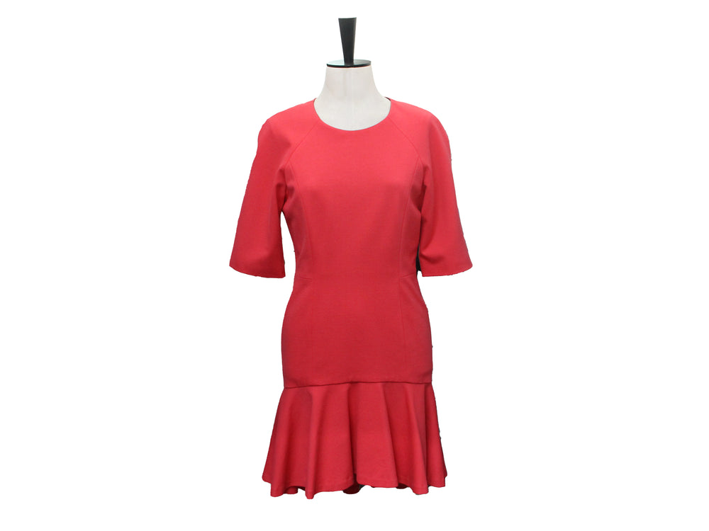 MSGM Red Drop-Waist Ruffle Dress