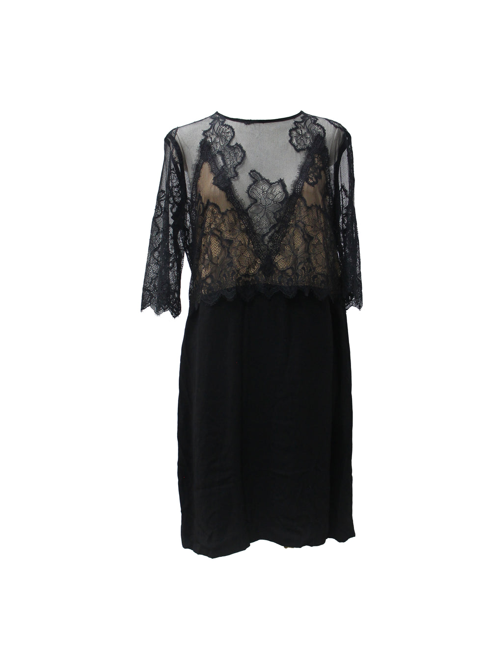 Sandro Black Lace Overlay Mini Dress