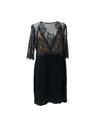 Sandro Black Lace Overlay Mini Dress