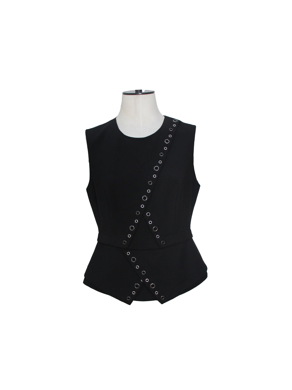 BCBG Max Azria Black Eyelet Peplum Vest Top