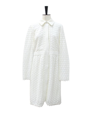 Diane von Furstenberg White Eyelet Lace Collared Romper