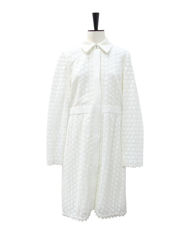 Diane von Furstenberg White Eyelet Lace Collared Romper