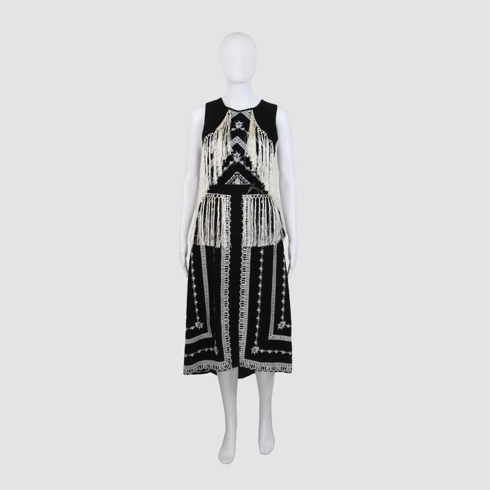 Runway Tatiana Embroidered With Fringe Dress