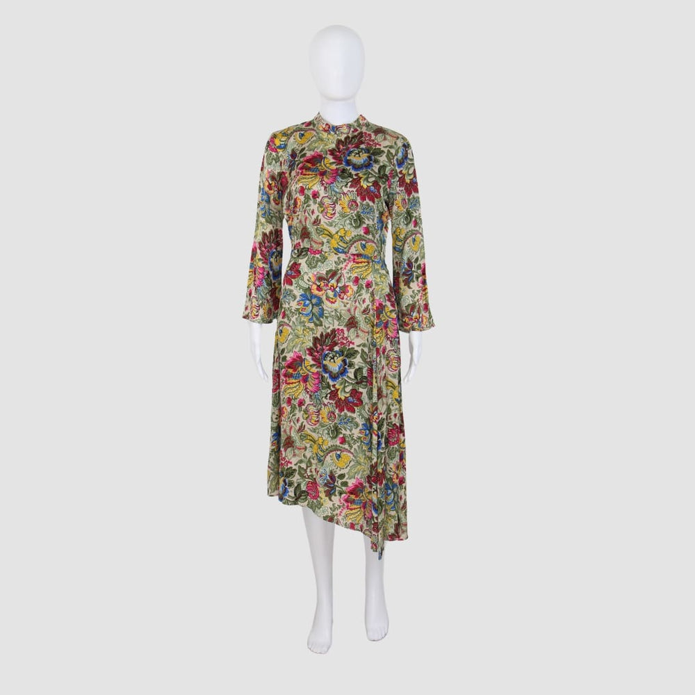 Floral Print Long Sleeve Midi Dress