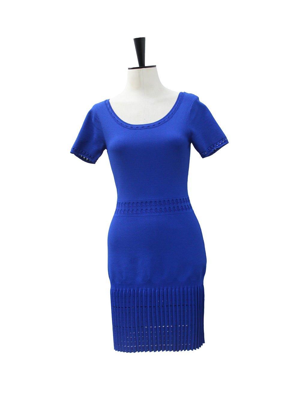 Sandro Royal Blue Knit Dress with Perforated Details