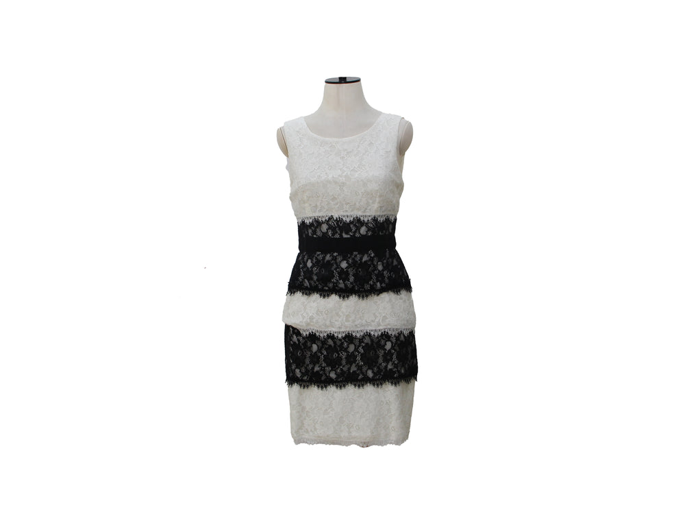 BCBG Max Azria Black & White Lace Bodycon Dress