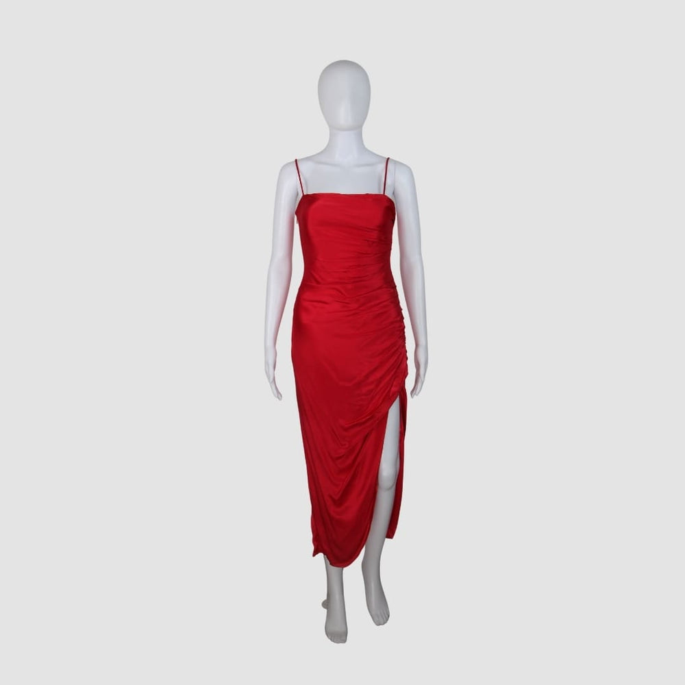 Satin Drape Midi Dress
