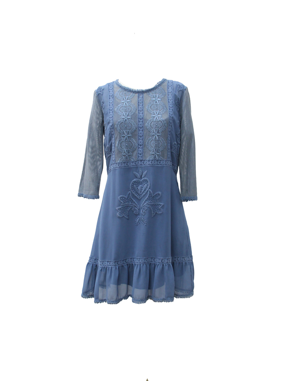 Twin-Set Simona Barbieri Blue Embroidered Lace Mini Dress