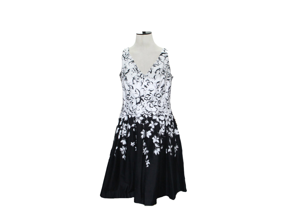 Ralph Lauren Black & White Floral Fit & Flare Dress