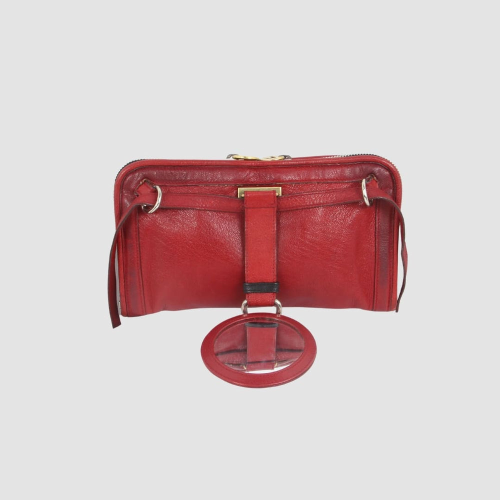 Leather Shoulder Bag with Mirror