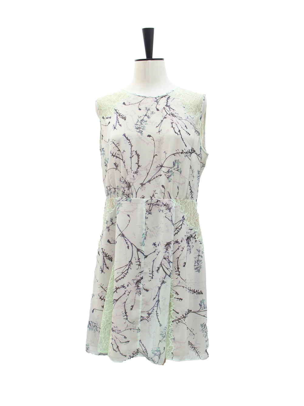 BCBGMAXAZRIA Floral Lace-Trimmed Chiffon Dress