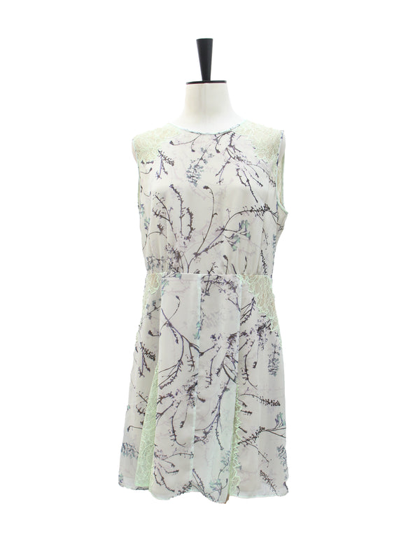 BCBGMAXAZRIA Floral Lace-Trimmed Chiffon Dress