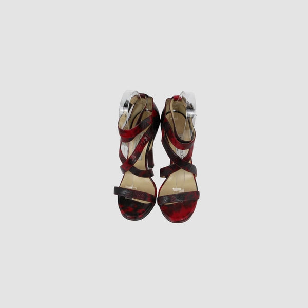 Tortoiseshell Patent Leather Criss Cross Sandals