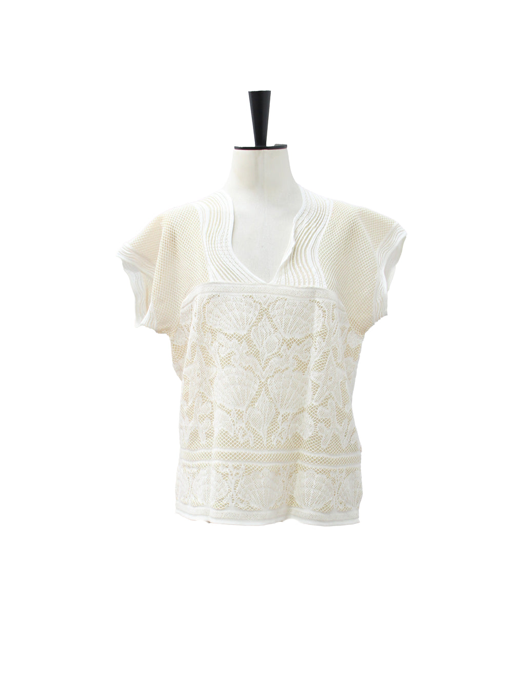 Missoni Cream Multi-Knit Blouse with Lace Pattern