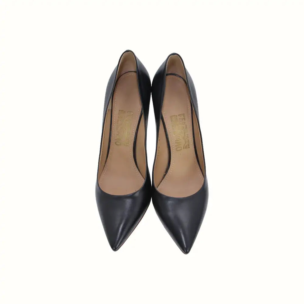 Black Susi Pointed Toe Leather Pumps