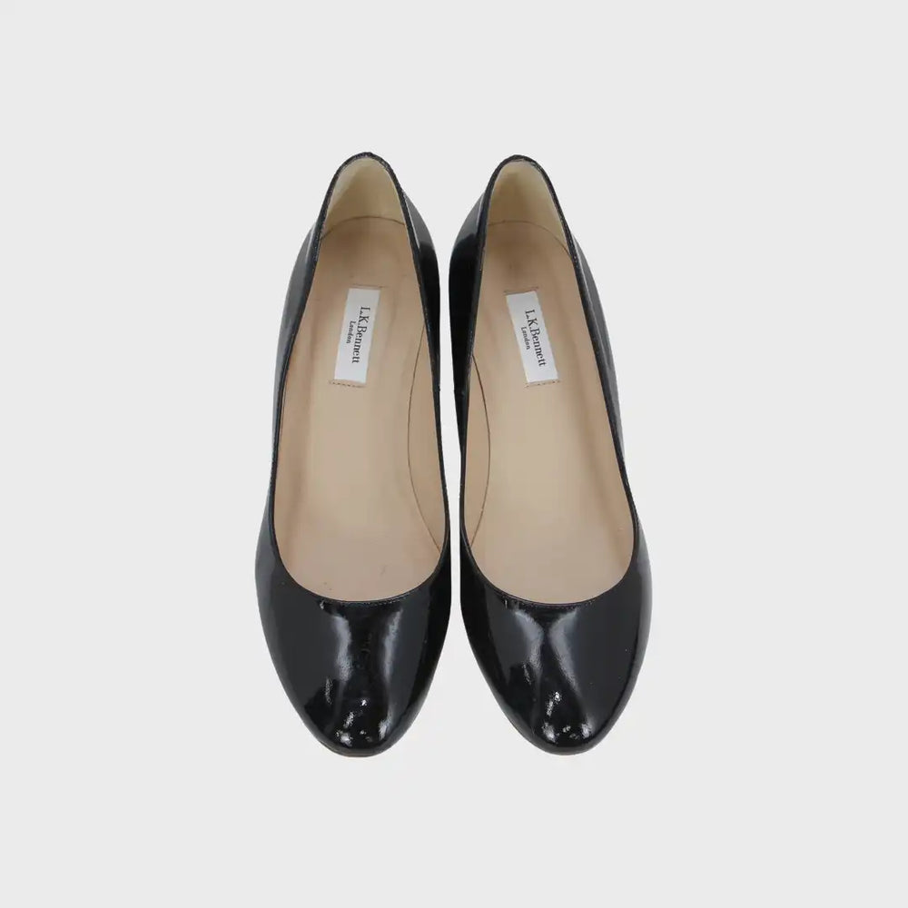 London Black Patent Leather Maddox Pump Wedged Heels