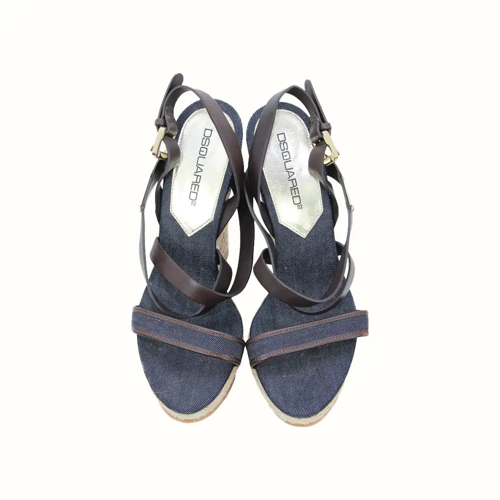 Blue Wedge Sandals