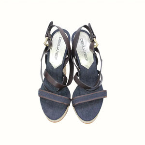 Blue Wedge Sandals