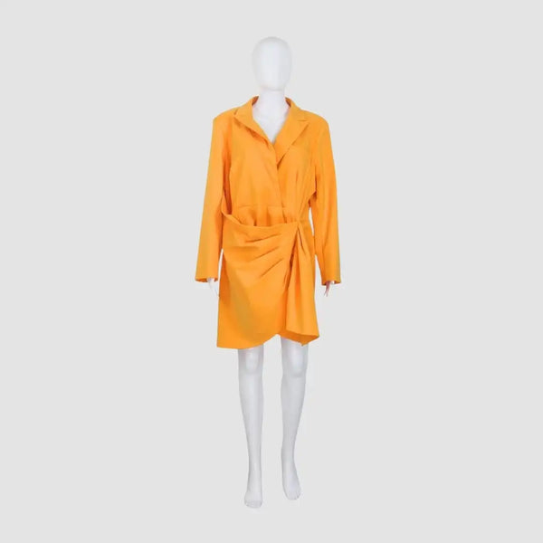 Lavish Alice Yellow Orange Long Sleeve Wrap Blazer Midi Dress
