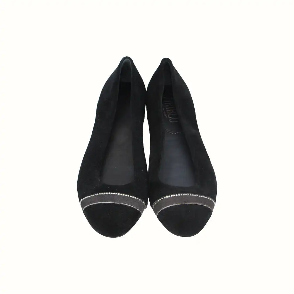Black Suede Ballet Flat Shoes
