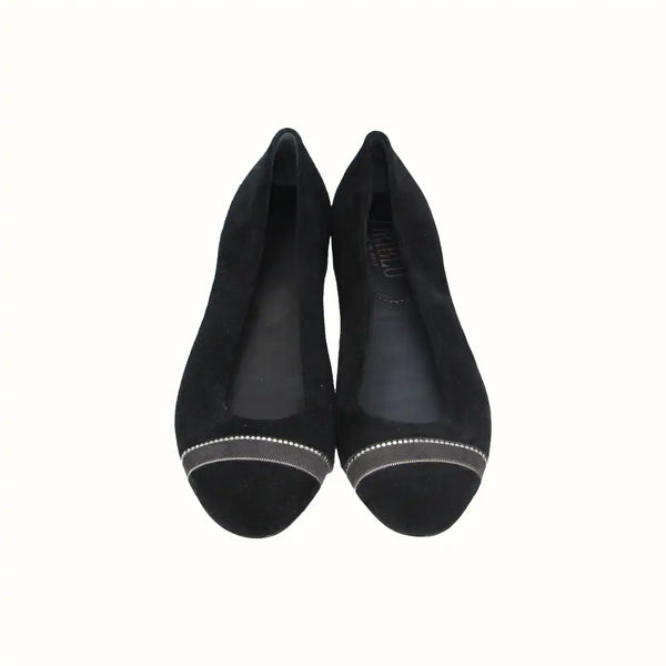 Black Suede Ballet Flat Shoes