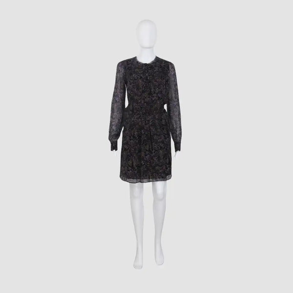 Comptior Des Cotonniers Multicolor Floral Print Longsleeve Front Button Midi Dress