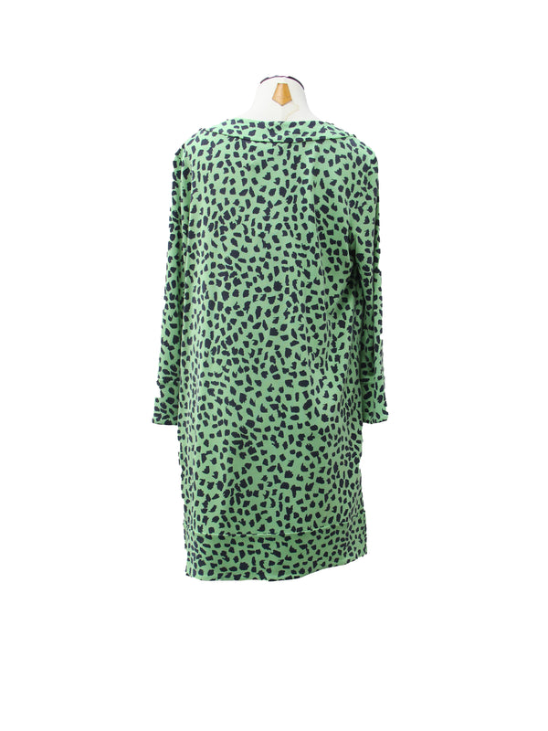 Diane von Furstenberg Green & Black Spot Print Tunic Dress