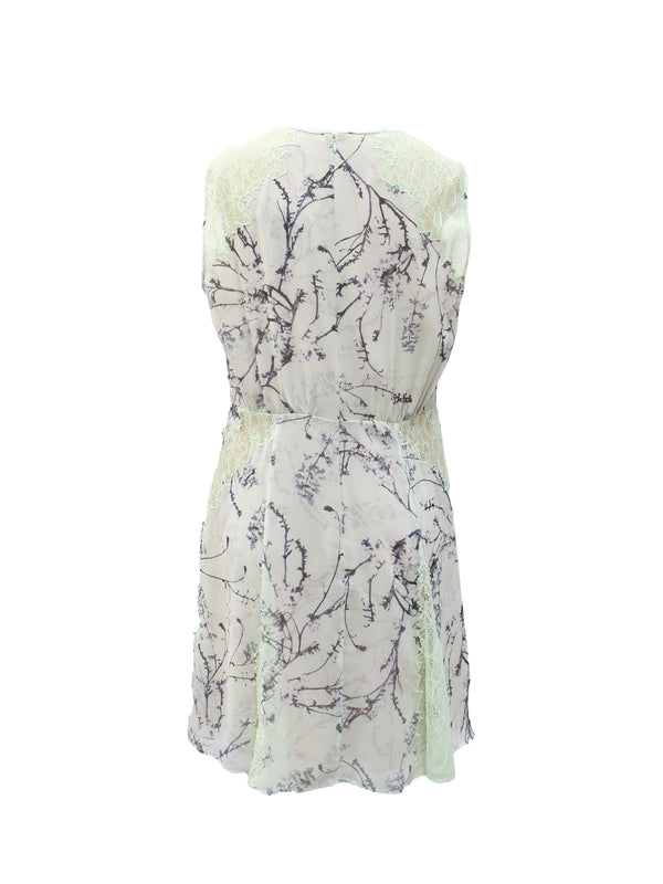BCBGMAXAZRIA Floral Lace-Trimmed Chiffon Dress