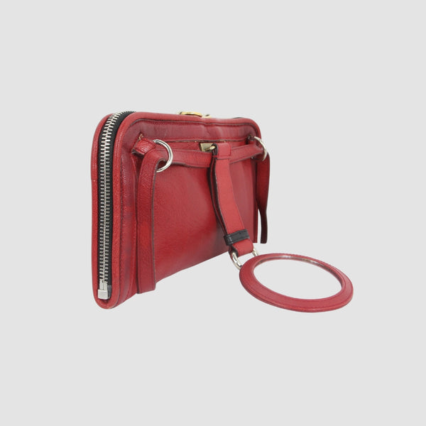 Leather Shoulder Bag with Mirror