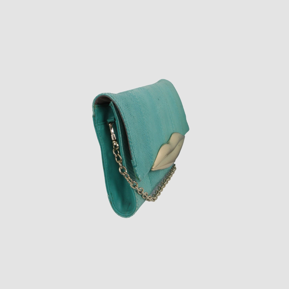 Python Leather Carolina Lips Shoulder Bag