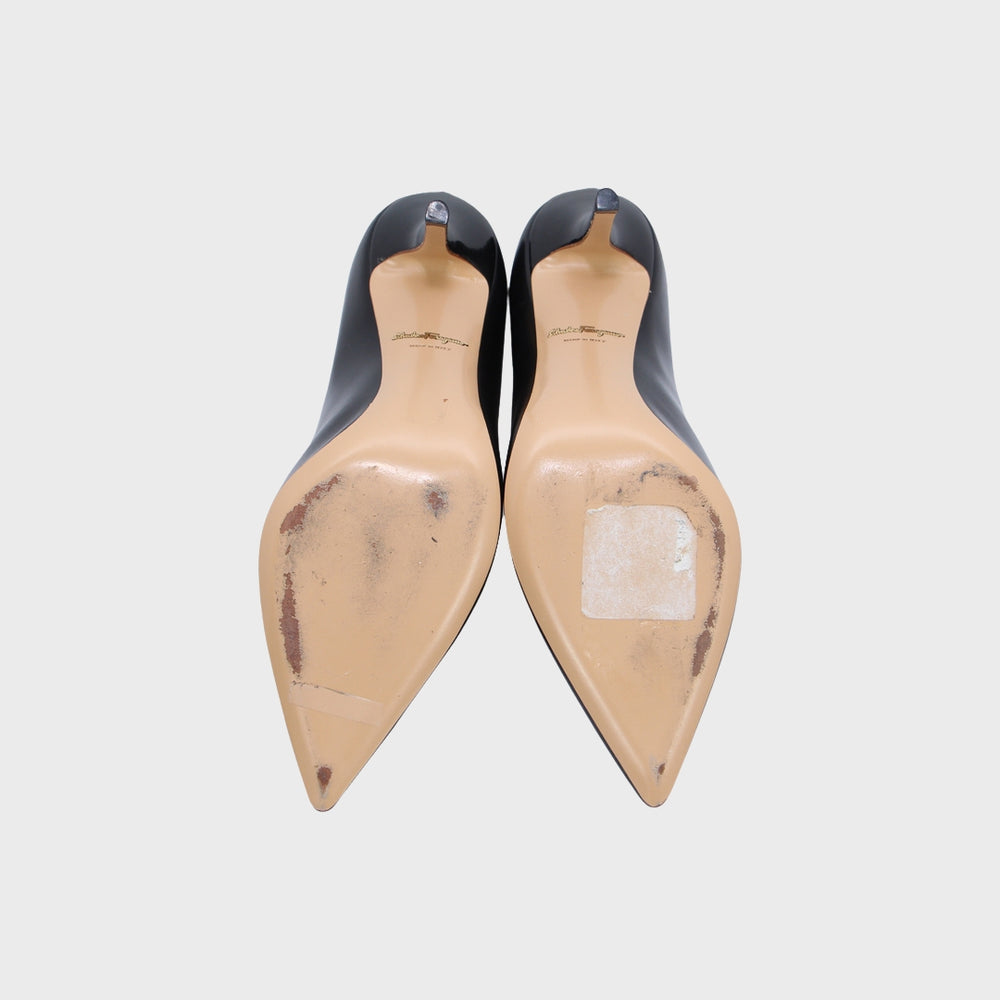 Black Susi Pointed Toe Leather Pumps